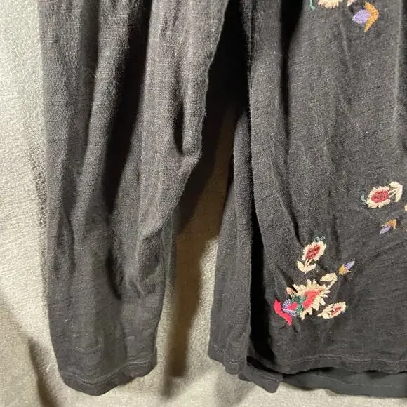 lucky brand women top small embroidered cottagecore whimsigoth boho festival - Picture 3 of 6